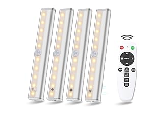 Under Cabinet Lighting Remote Control 20LED Counter Lights Wireless Rechargeable LED Closet Light Bar, Perfect for Kitchen Shelf Hallway Stairs, 3 Colors 6 Pack(图9)