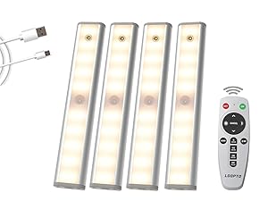 Under Cabinet Lighting Remote Control 20LED Counter Lights Wireless Rechargeable LED Closet Light Bar, Perfect for Kitchen Shelf Hallway Stairs, 3 Colors 6 Pack(图10)