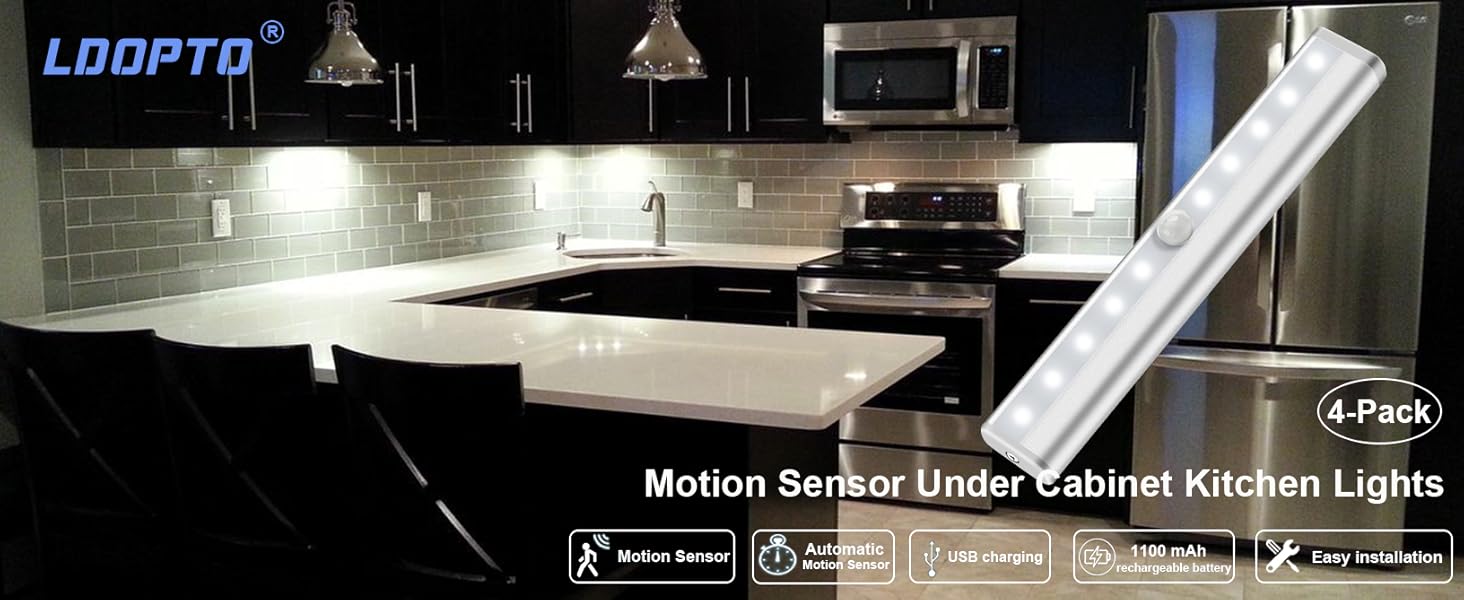 motion sensor light indoor under cabinet lighting wireless battery operated lights 
