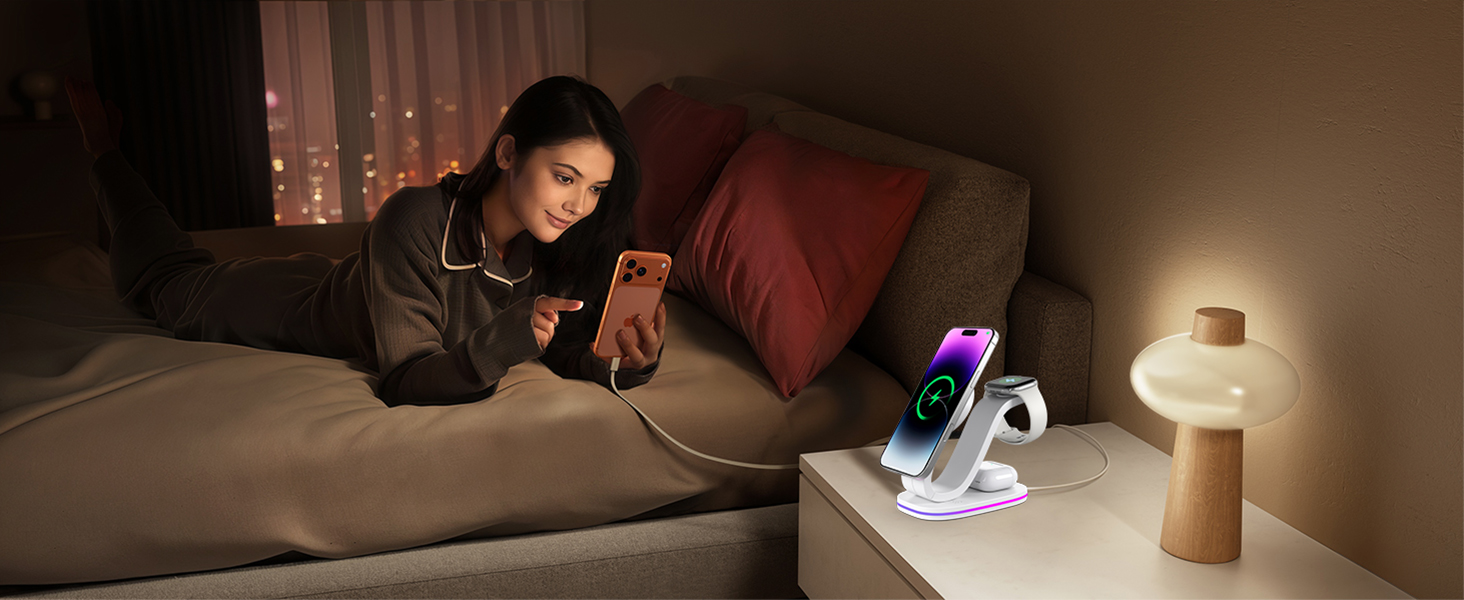 3 in 1 Charging Station for iPhone, 2026 New Fast 15W Wireless Charger Station Compatible Mag-Safe for iPhone 17 16 15 14 13 12 Wireless Charging Station for AirPods Wireless Charger for iWatch Series(图10) 3 in 1 Charging Station for iPhone, 2026 New Fast 15W Wireless Charger Station Compatible Mag-Safe for iPhone 17 16 15 14 13 12 Wireless Charging Station for AirPods Wireless Charger for iWatch Series(图10)